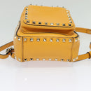 VALENTINO Studs Backpack Leather Yellow Silver Auth BA3815-5