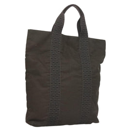 HERMES Her Line Kabas Tote Bag Canvas Gray Silver Auth BA3817