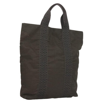 HERMES Her Line Kabas Tote Bag Canvas Gray Silver Auth BA3817
