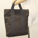 HERMES Her Line Kabas Tote Bag Canvas Gray Silver Auth BA3817-20