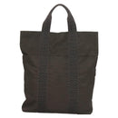 HERMES Her Line Kabas Tote Bag Canvas Gray Silver Auth BA3817-2