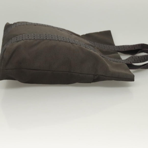 HERMES Her Line Kabas Tote Bag Canvas Gray Silver Auth BA3817