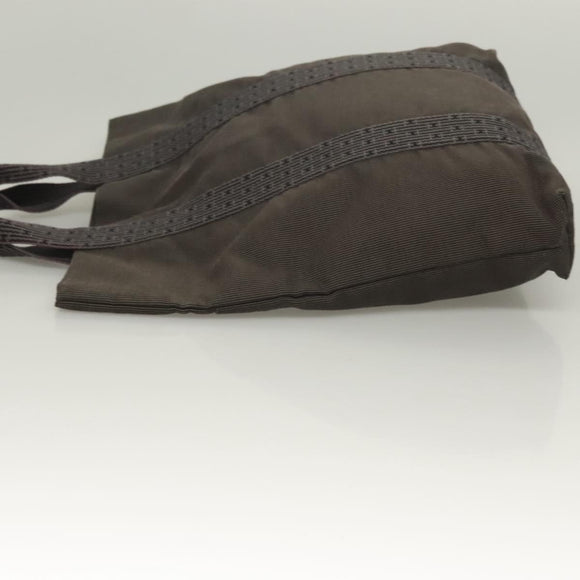 HERMES Her Line Kabas Tote Bag Canvas Gray Silver Auth BA3817