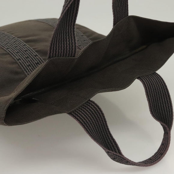 HERMES Her Line Kabas Tote Bag Canvas Gray Silver Auth BA3817