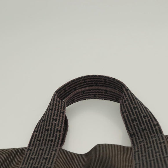 HERMES Her Line Kabas Tote Bag Canvas Gray Silver Auth BA3817