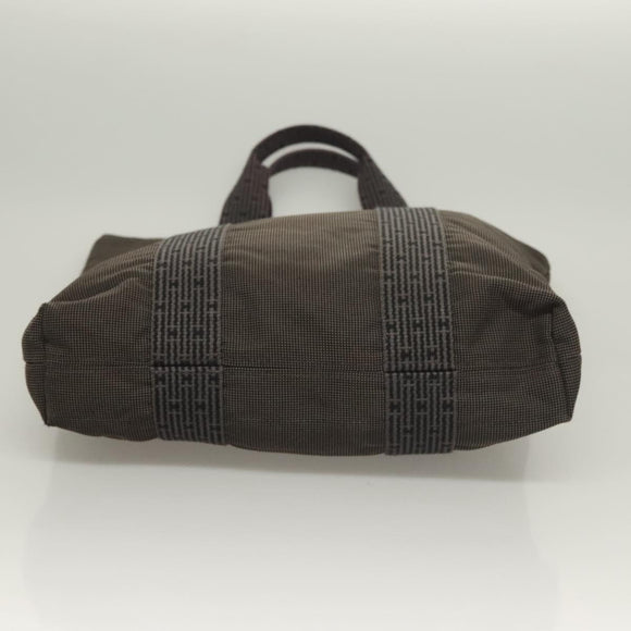 HERMES Her Line Kabas Tote Bag Canvas Gray Silver Auth BA3817