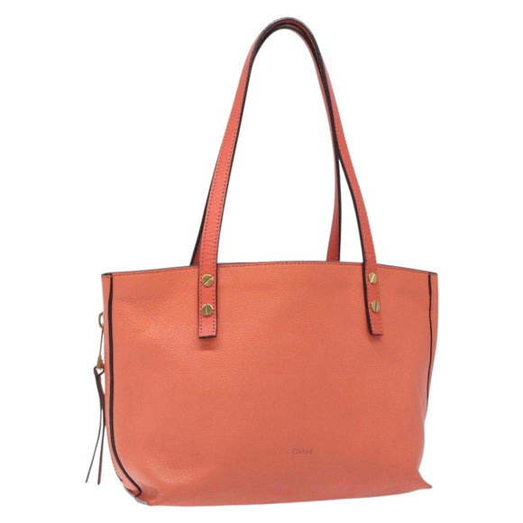 Chloe Dylan Tote Bag Leather Orange Gold Auth BA3818