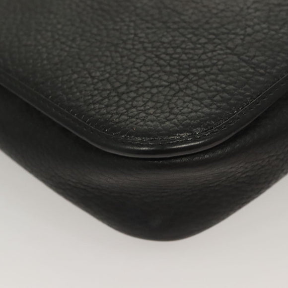 Christian Dior Shoulder Bag Leather Black Gold Auth BA3826