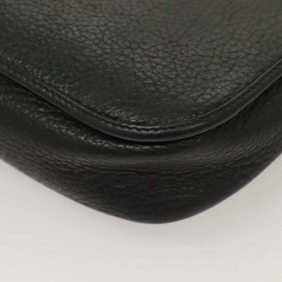 Christian Dior Shoulder Bag Leather Black Gold Auth BA3826