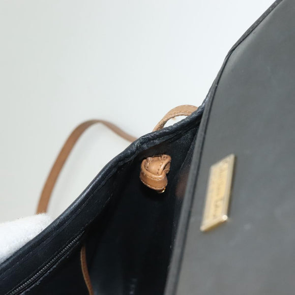 Christian Dior Shoulder Bag Leather Black Gold Auth BA3826