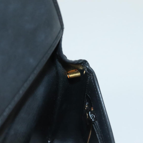 Christian Dior Shoulder Bag Leather Black Gold Auth BA3826