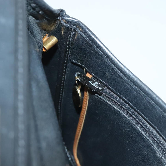 Christian Dior Shoulder Bag Leather Black Gold Auth BA3826