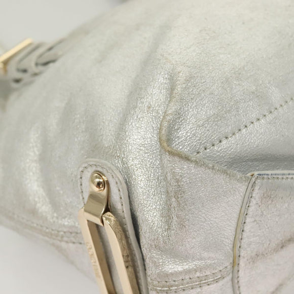Jimmy Choo Shoulder Bag Leather Silver Gold Auth BA3827