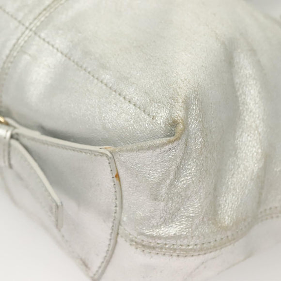 Jimmy Choo Shoulder Bag Leather Silver Gold Auth BA3827