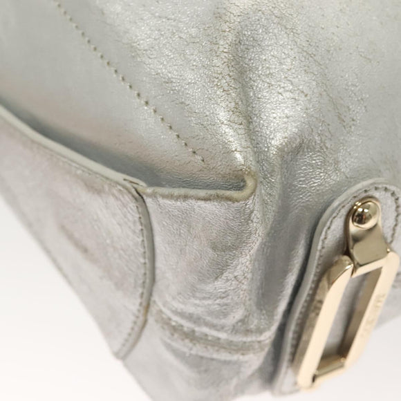 Jimmy Choo Shoulder Bag Leather Silver Gold Auth BA3827
