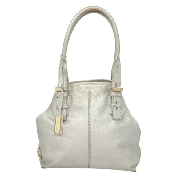 Jimmy Choo Shoulder Bag Leather Silver Gold Auth BA3827