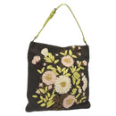 VALENTINO Shoulder Bag Canvas Khaki Silver Auth BA3829-1