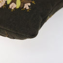 VALENTINO Shoulder Bag Canvas Khaki Silver Auth BA3829-9