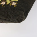 VALENTINO Shoulder Bag Canvas Khaki Silver Auth BA3829-15