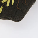 VALENTINO Shoulder Bag Canvas Khaki Silver Auth BA3829-16