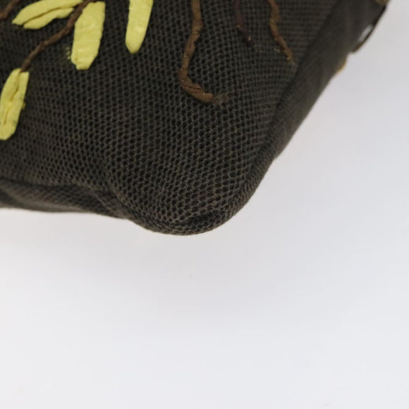 VALENTINO Shoulder Bag Canvas Khaki Silver Auth BA3829