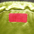 VALENTINO Shoulder Bag Canvas Khaki Silver Auth BA3829-10