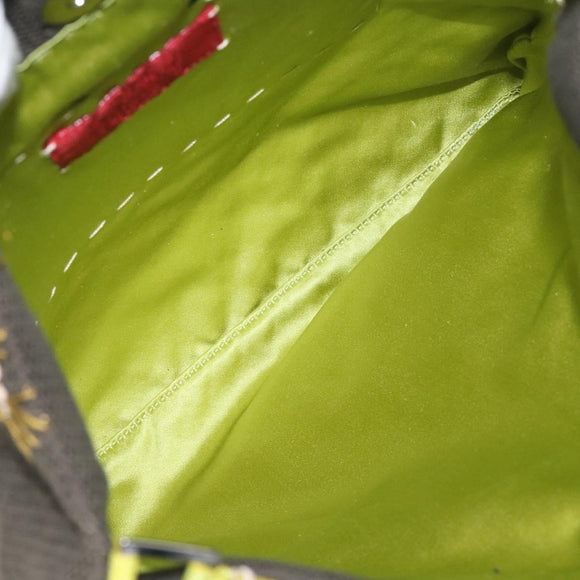 VALENTINO Shoulder Bag Canvas Khaki Silver Auth BA3829