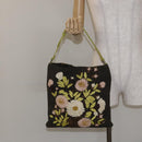 VALENTINO Shoulder Bag Canvas Khaki Silver Auth BA3829-19