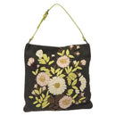 VALENTINO Shoulder Bag Canvas Khaki Silver Auth BA3829-13