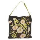 VALENTINO Shoulder Bag Canvas Khaki Silver Auth BA3829-2