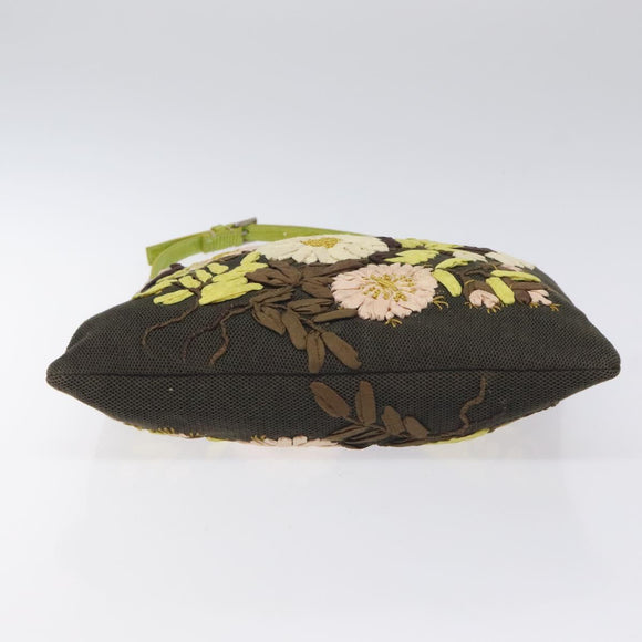 VALENTINO Shoulder Bag Canvas Khaki Silver Auth BA3829