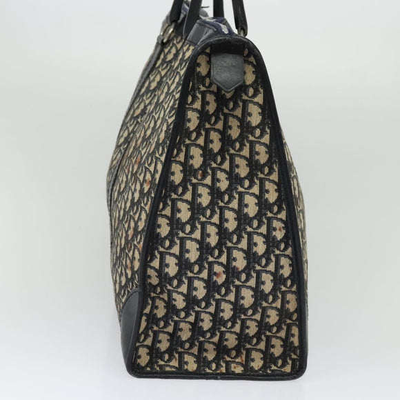Christian Dior Trotter Canvas Boston Bag Navy Silver Auth BA3832