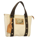 LOUIS VUITTON Antigua Cabas PM Tote Bag White Brown M40036 LV Auth BA3835-1