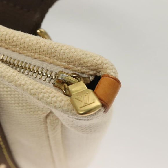 LOUIS VUITTON Antigua Cabas PM Tote Bag White Brown M40036 LV Auth BA3835