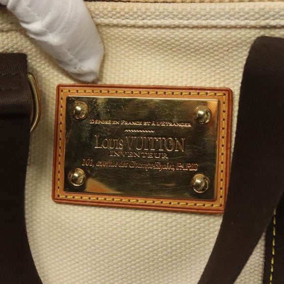 LOUIS VUITTON Antigua Cabas PM Tote Bag White Brown M40036 LV Auth BA3835
