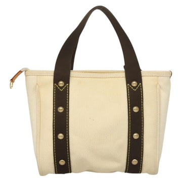 LOUIS VUITTON Antigua Cabas PM Tote Bag White Brown M40036 LV Auth BA3835 - 0