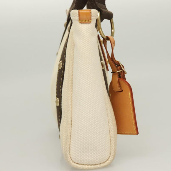 LOUIS VUITTON Antigua Cabas PM Tote Bag White Brown M40036 LV Auth BA3835