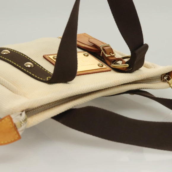 LOUIS VUITTON Antigua Cabas PM Tote Bag White Brown M40036 LV Auth BA3835