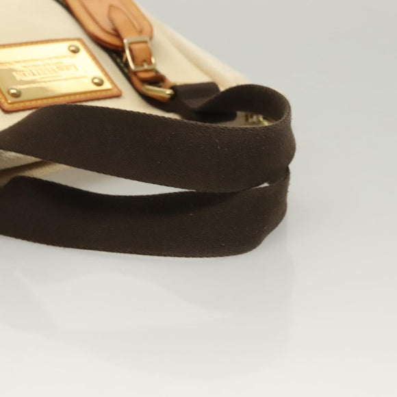 LOUIS VUITTON Antigua Cabas PM Tote Bag White Brown M40036 LV Auth BA3835