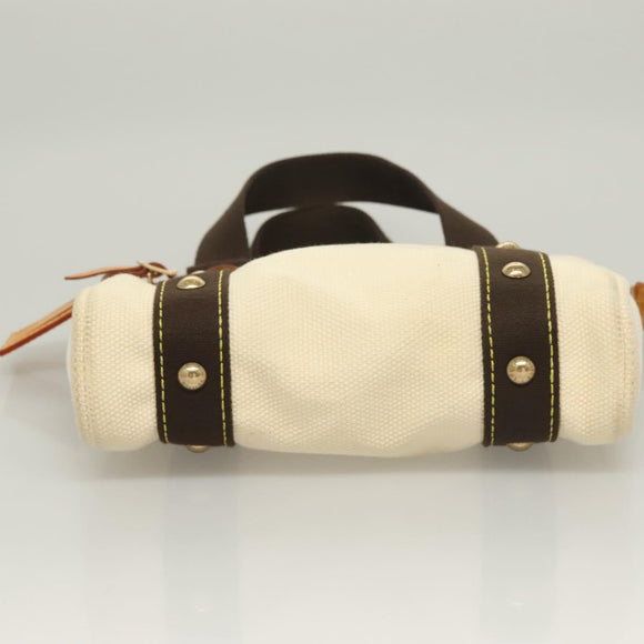 LOUIS VUITTON Antigua Cabas PM Tote Bag White Brown M40036 LV Auth BA3835