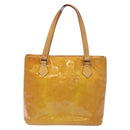 LOUIS VUITTON Monogram Vernis Houston Hand Bag Beige M91004 LV Auth BA3839-2