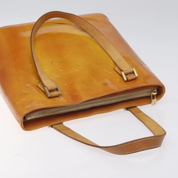 LOUIS VUITTON Monogram Vernis Houston Hand Bag Beige M91004 LV Auth BA3839