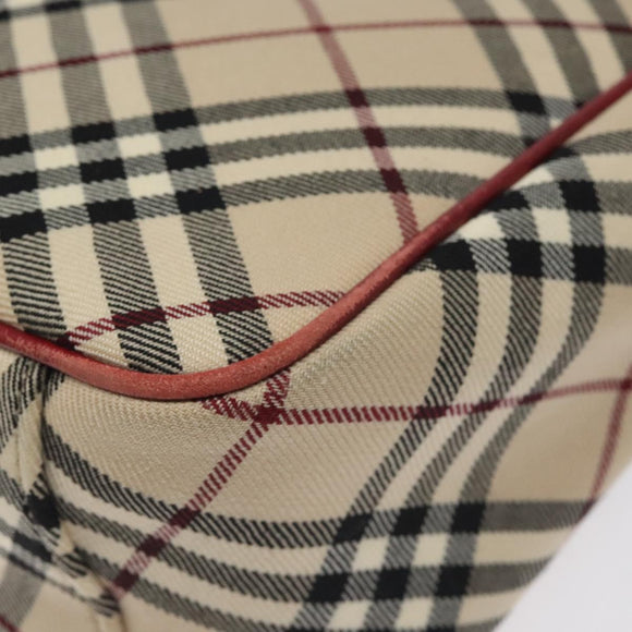 BURBERRY Nova Check Blue Label Tote Bag Canvas Beige Silver Auth BA3843