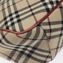 BURBERRY Nova Check Blue Label Tote Bag Canvas Beige Silver Auth BA3843-14