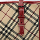 BURBERRY Nova Check Blue Label Tote Bag Canvas Beige Silver Auth BA3843-10