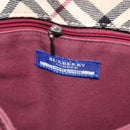 BURBERRY Nova Check Blue Label Tote Bag Canvas Beige Silver Auth BA3843-17