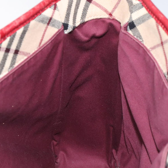 BURBERRY Nova Check Blue Label Tote Bag Canvas Beige Silver Auth BA3843