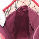 BURBERRY Nova Check Blue Label Tote Bag Canvas Beige Silver Auth BA3843-19