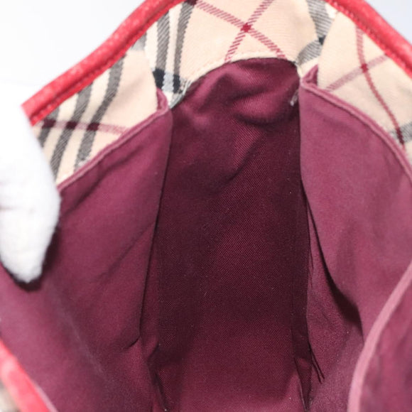 BURBERRY Nova Check Blue Label Tote Bag Canvas Beige Silver Auth BA3843