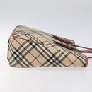 BURBERRY Nova Check Blue Label Tote Bag Canvas Beige Silver Auth BA3843-3
